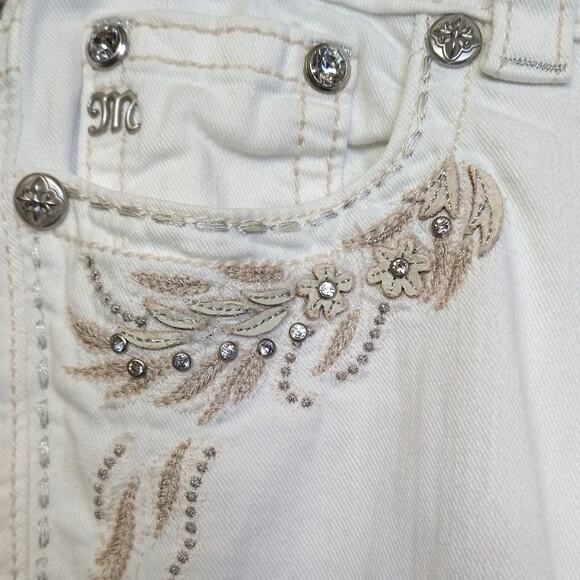 Miss Me White Capri Jeans Size 30 Embellished Pockets Low Rise Denim - Picture 4 of 15